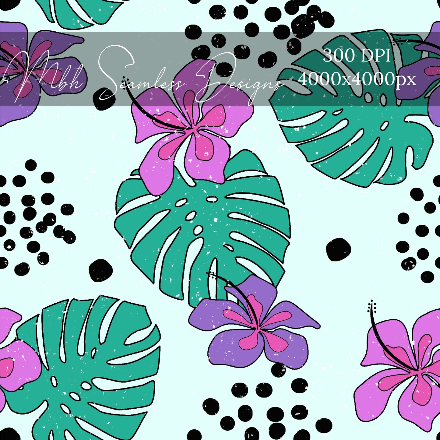 Monstera Tropical Floral Seamless Pattern