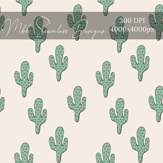 Boho Desert Cactus Seamless Pattern