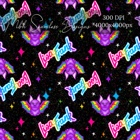 LF Rainbow Bat Seamless Pattern