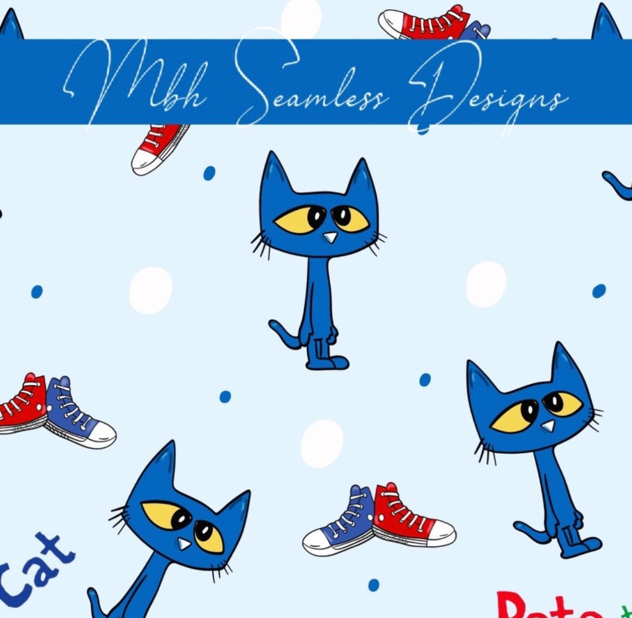 Blue Cat Seamless Pattern