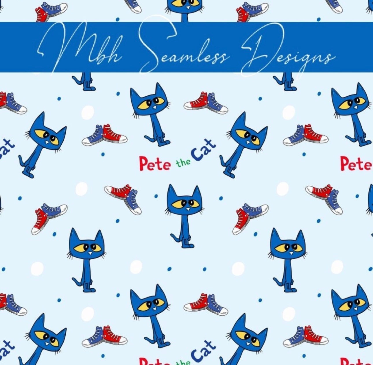 Blue Cat Seamless Pattern