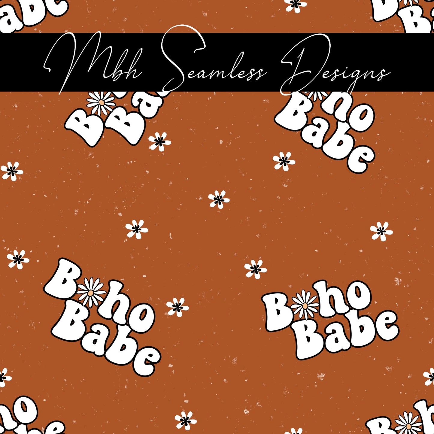 Dusty Boho Babe Daisies Seamless Pattern