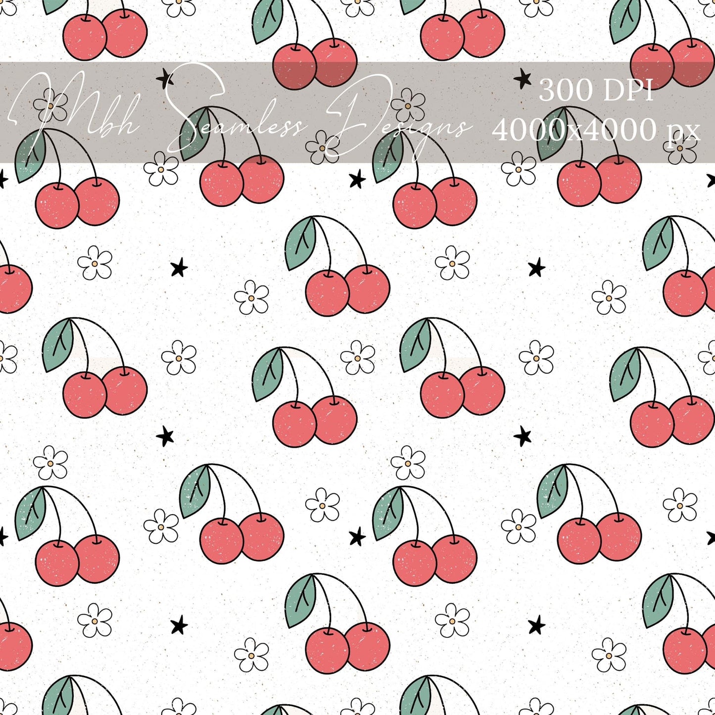 Distressed Cherries Seamless Pattern