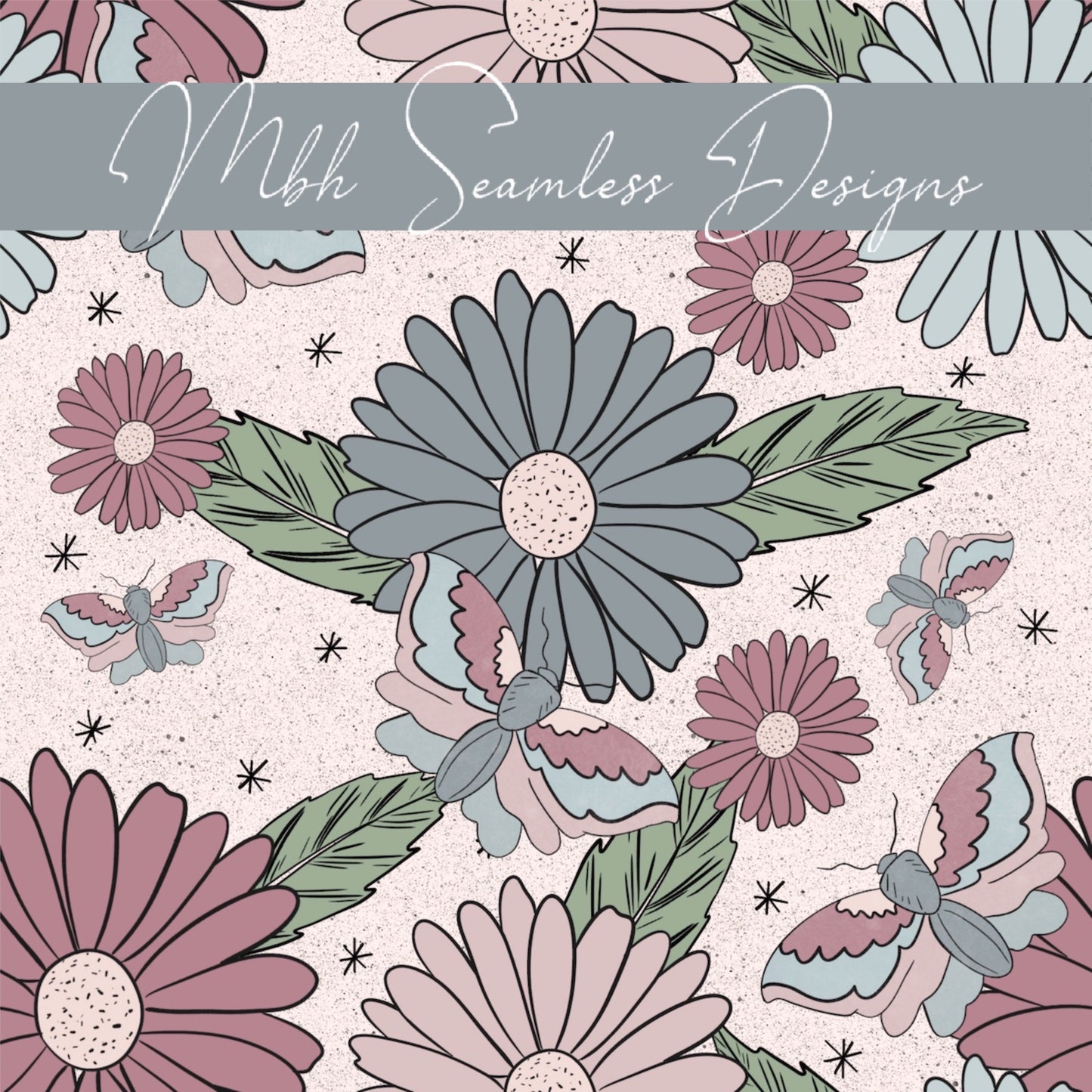 Dusty Moth Floral Seamless Pattern