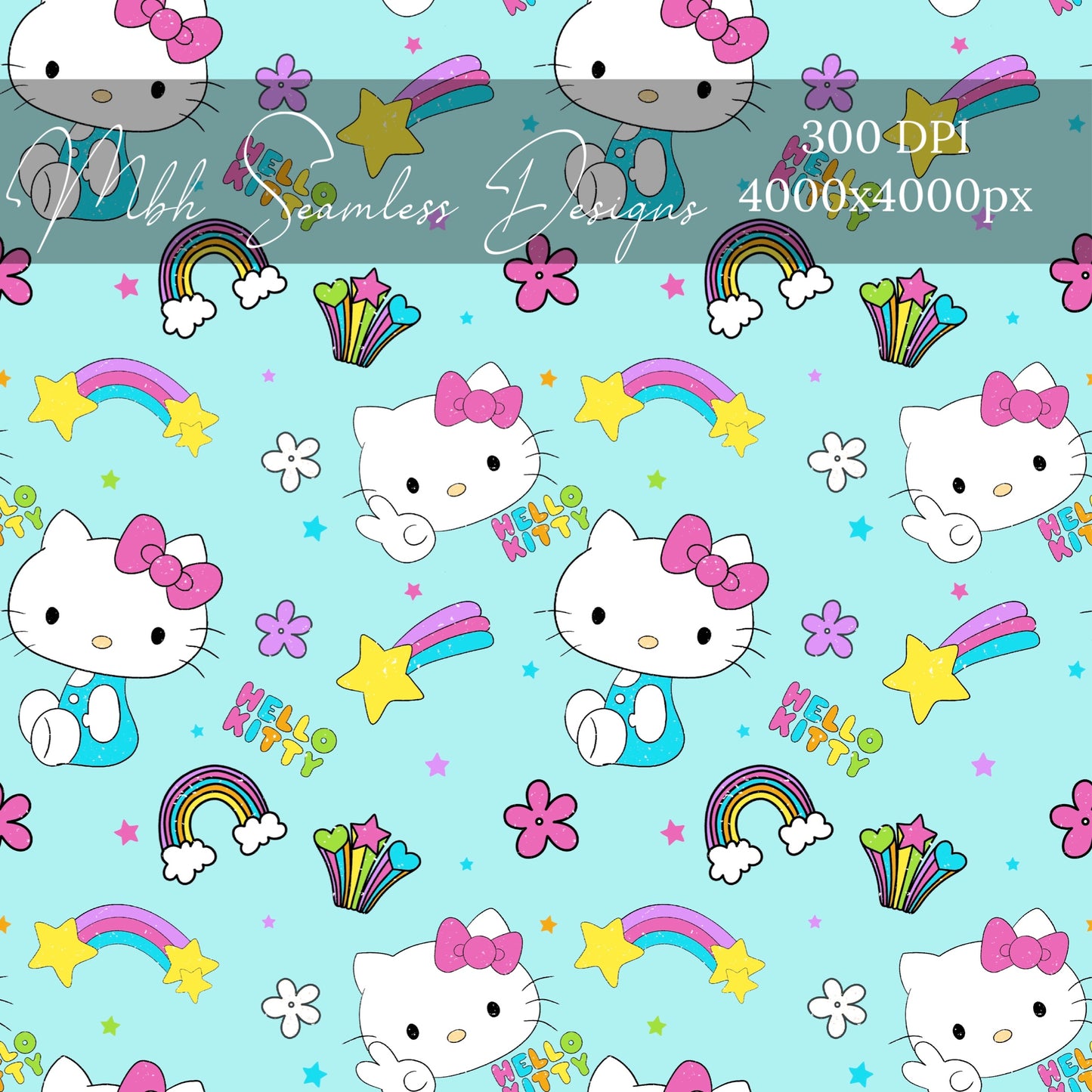 Blue Kitty Seamless Pattern