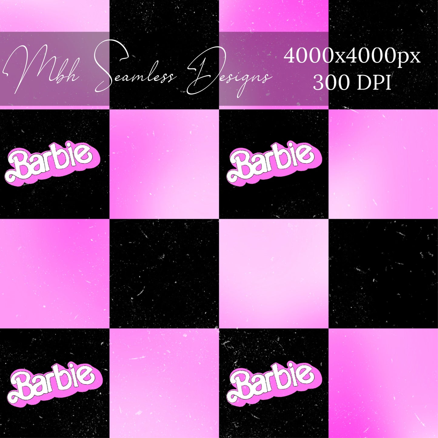 Barbie Distressed Checkered Seamless Pattern