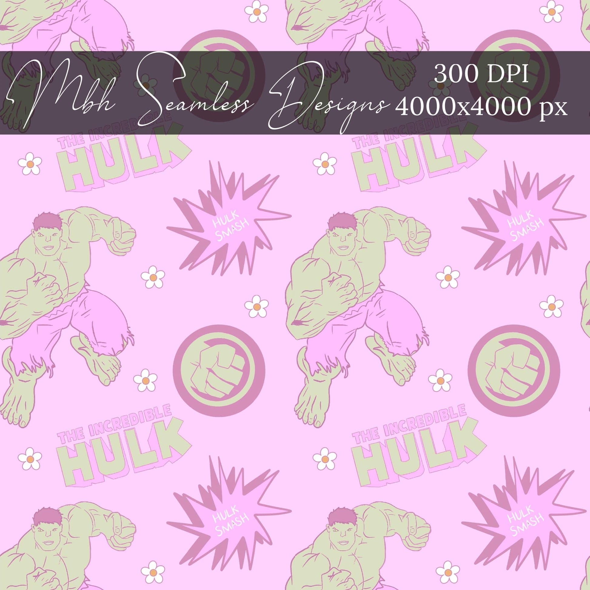 Pink Hulk Superhero Seamless Pattern – MBH Seamless Designs