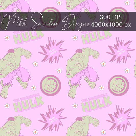 Pink Hulk Superhero Seamless Pattern