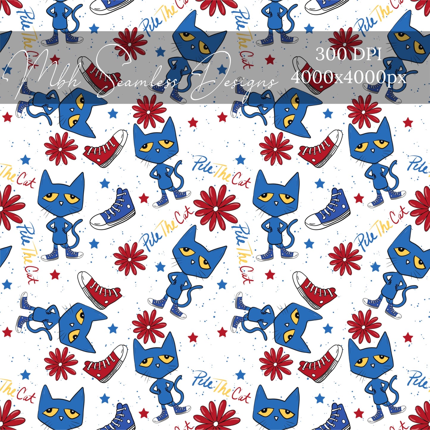 Speckled Blue Cat Seamless Pattern