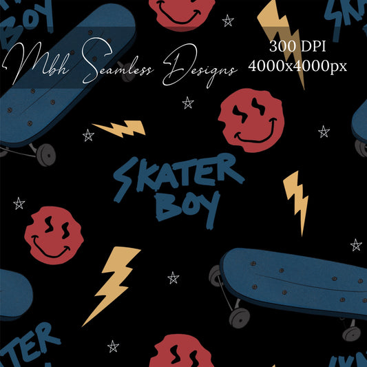 Skater Boy Seamless Pattern