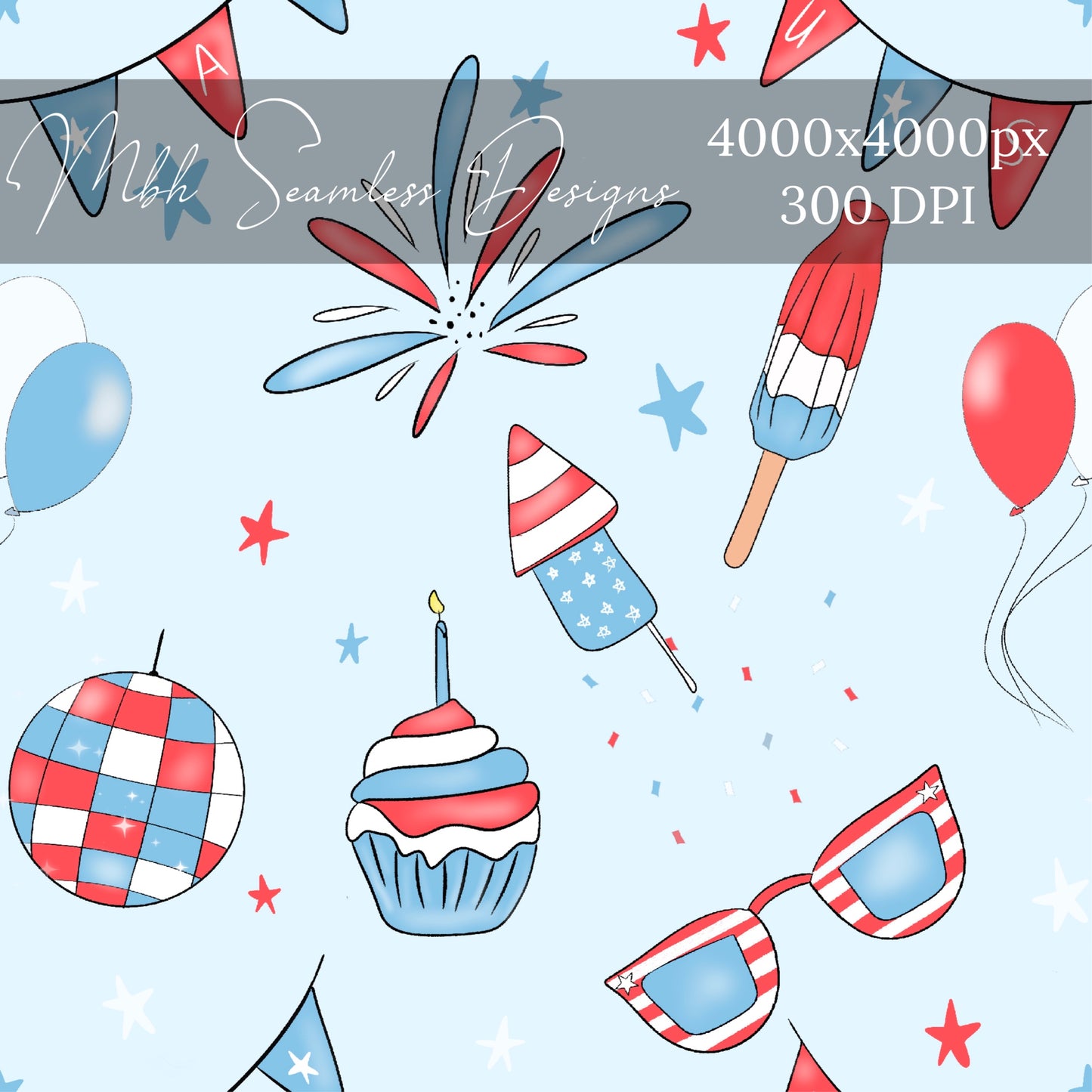 Party in the USA Seamless Pattern