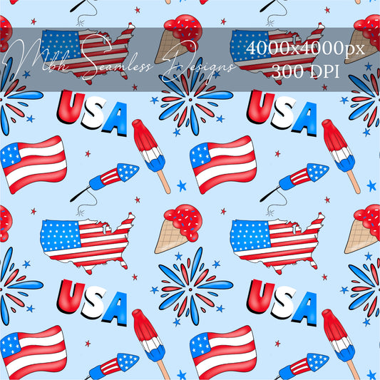 USA FOJ Stars Seamless Pattern