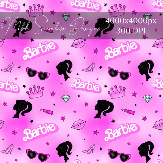 Purple Pink Barbie Girl Distressed Seamless Pattern