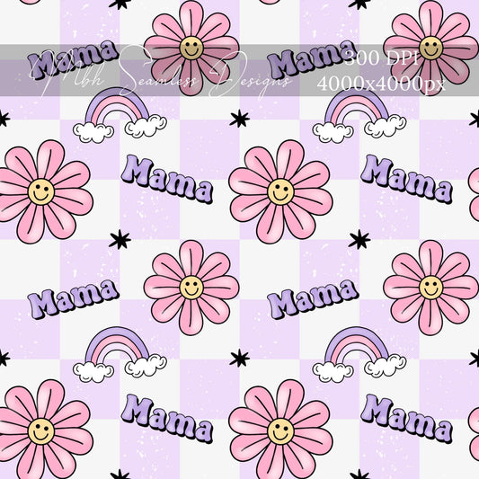 Lavender Checkered Mama Seamless Pattern