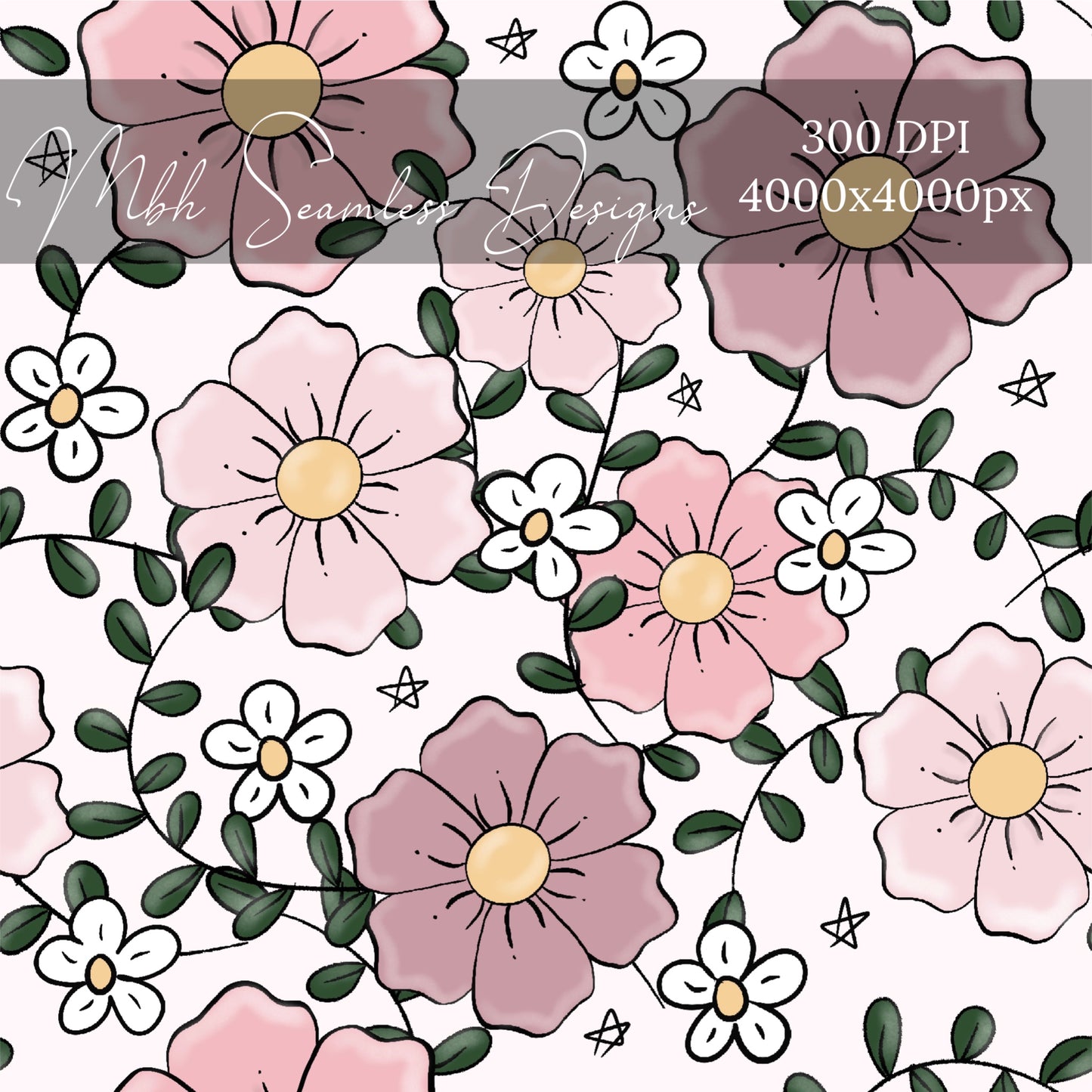 Mauve Pink Floral Seamless Pattern