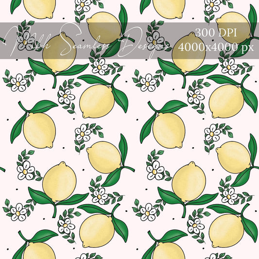 Summer Lemons Seamless Pattern