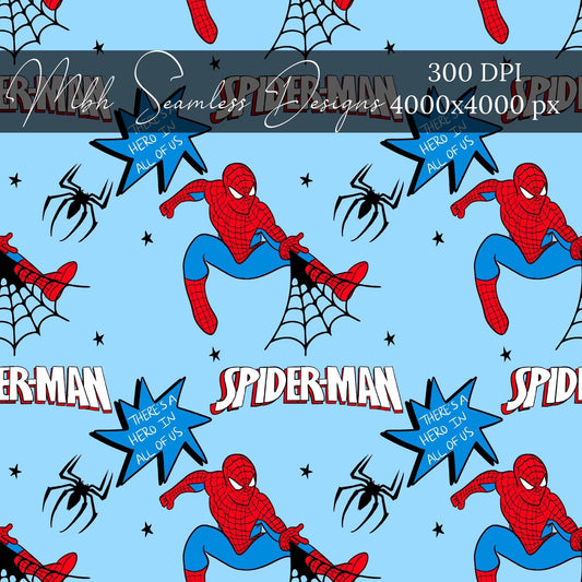 Spider Blue Seamless Pattern