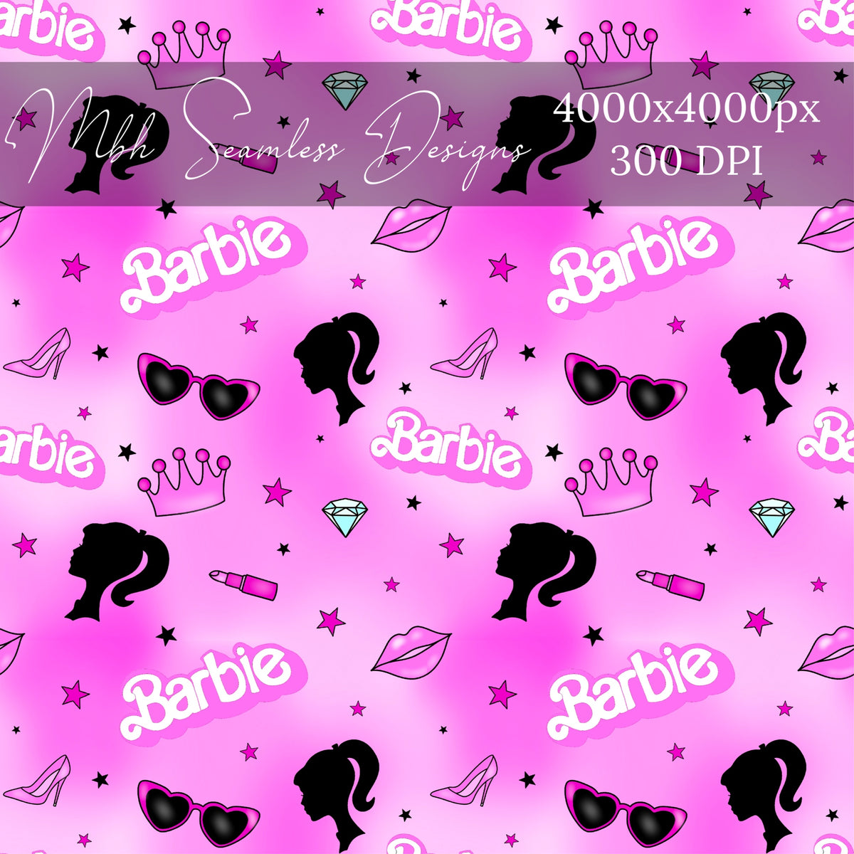 Seem Less Barbie Pattern Purple Pink Barbie Girl Seamless Pattern – MBH Seamless Designs