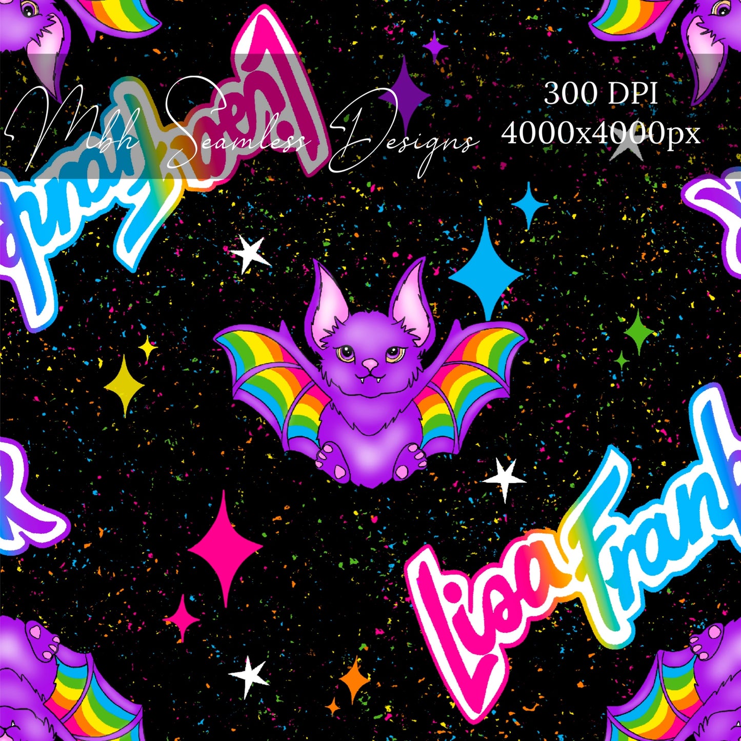 LF Rainbow Bat Seamless Pattern