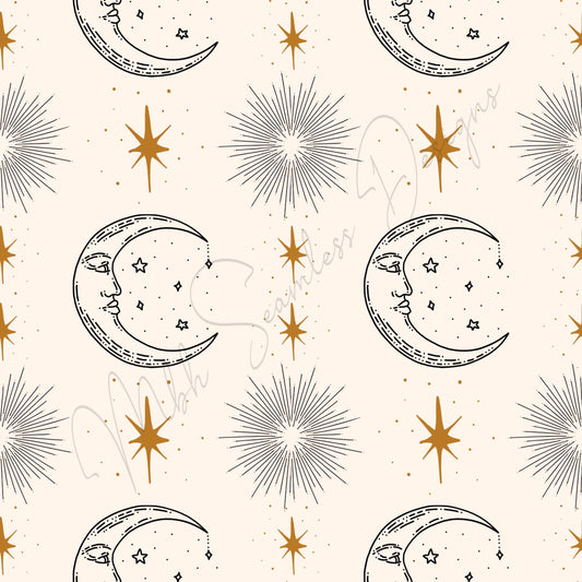 Celestial Moon Seamless Pattern