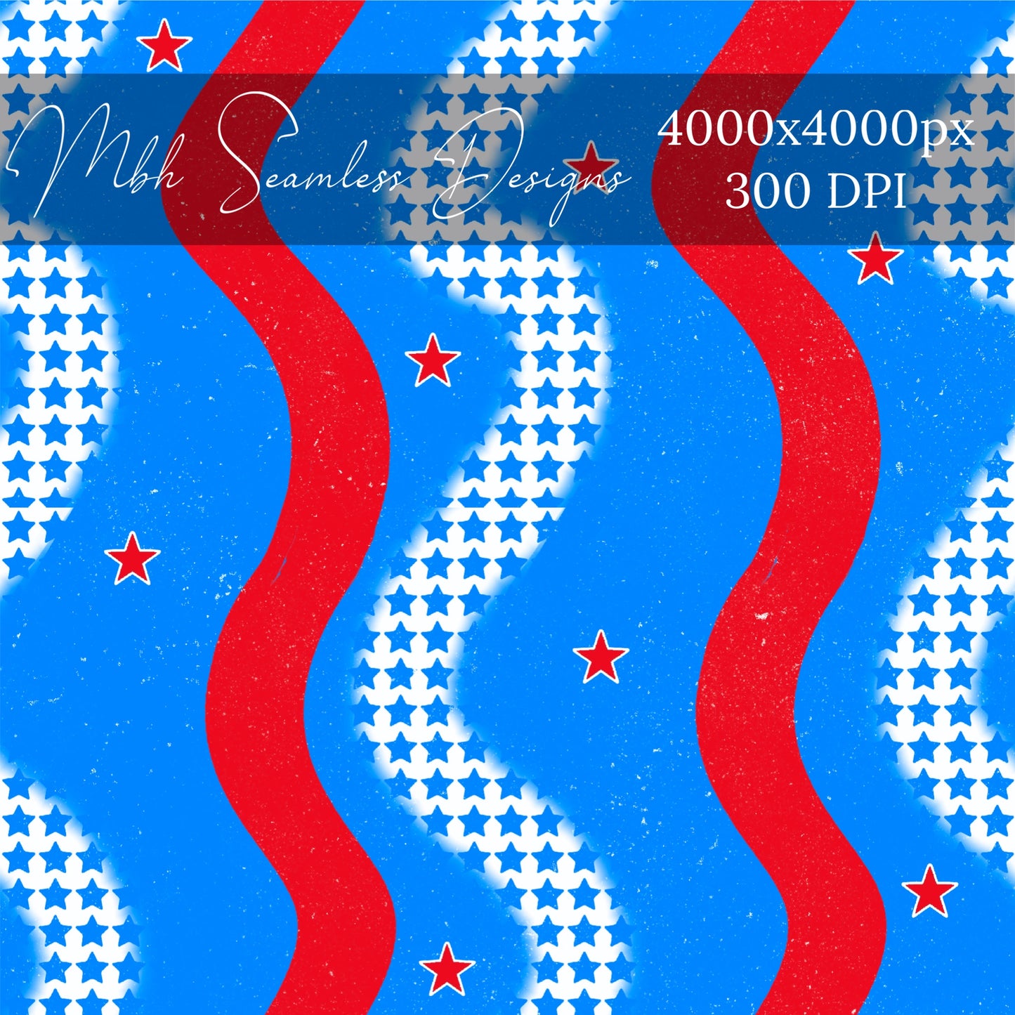 Wavy Patriotic Starry Stripes Seamless Pattern