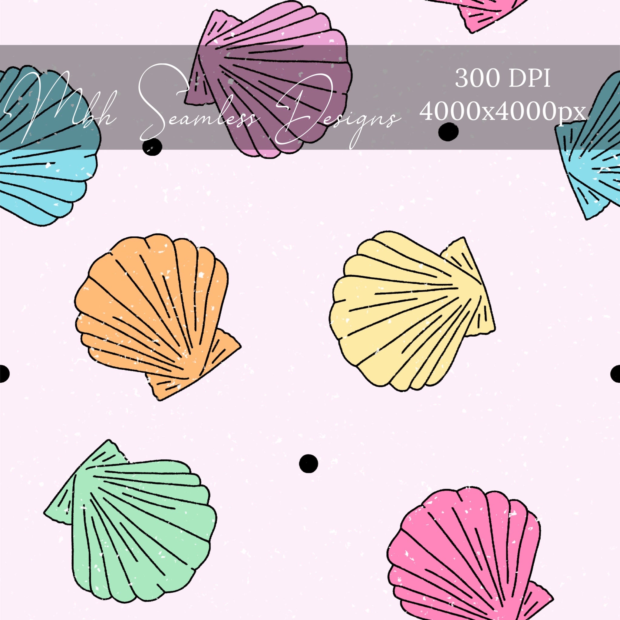 Colorful Clam Shells Seamless Pattern – MBH Seamless Designs