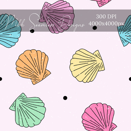 Colorful Clam Shells Seamless Pattern