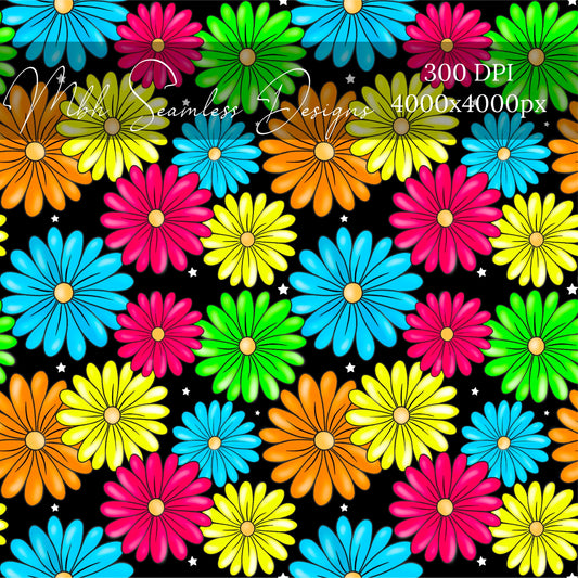 Neon Floral Seamless Pattern