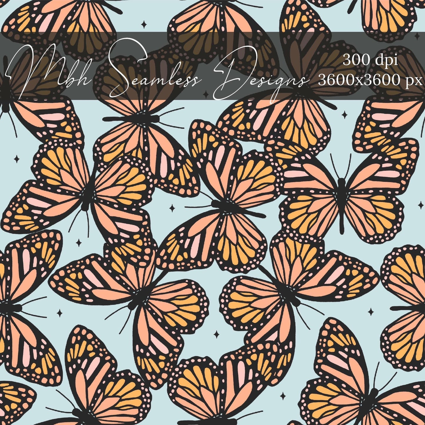 Blue Butterflies Seamless Pattern