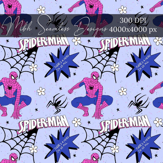 Purple Pink Girly Spider  Seamless Pattern