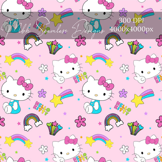 Pink Kitty Seamless Pattern