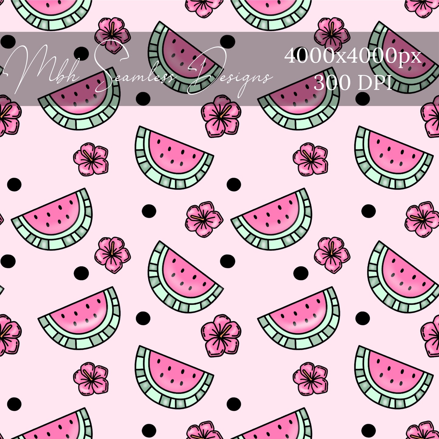 Pink Polka Dot Watermelons Seamless Pattern