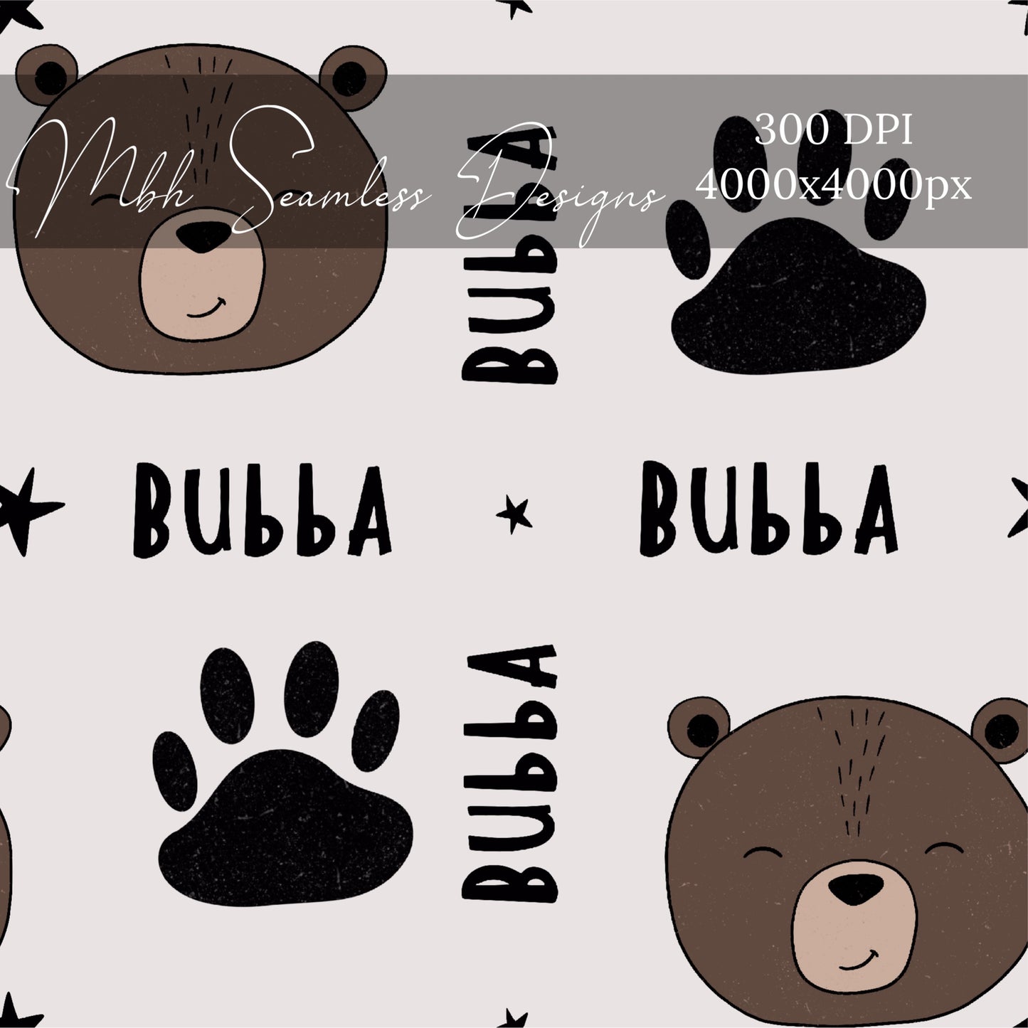 Bubba Bear Seamless Pattern