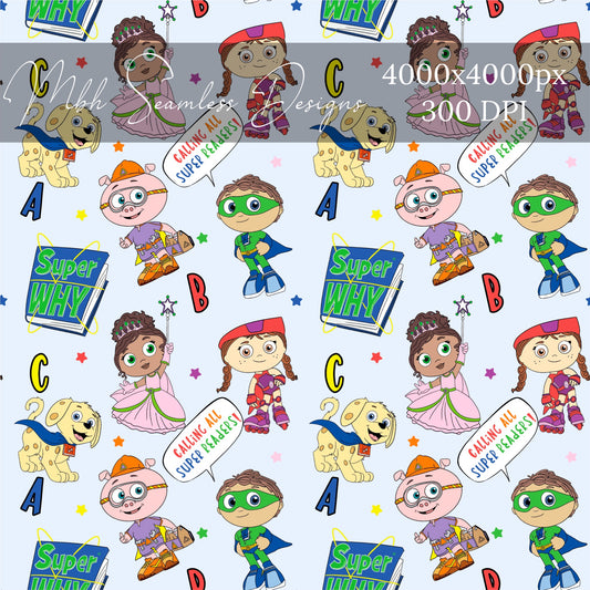 Super Why Seamless Pattern