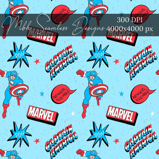 Captain Superhero Seamless Pattern