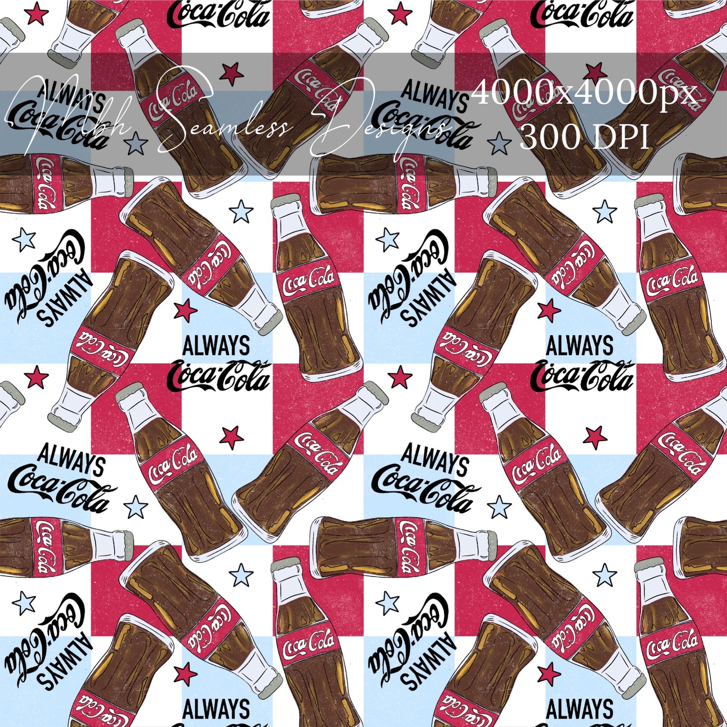 Always Cola Checkered Seamless Pattern