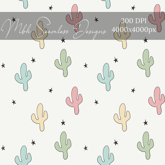 Boho Cactus Seamless Pattern