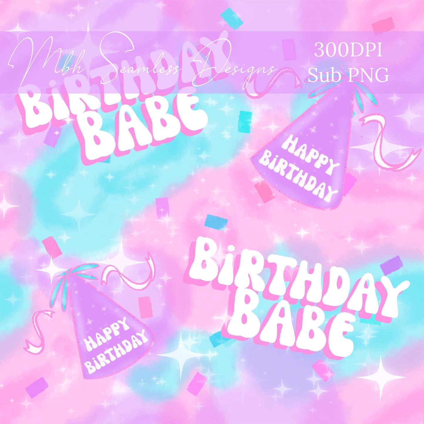 Birthday Babe Seamless Pattern