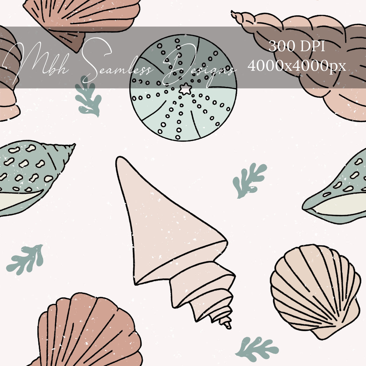 Shell Clum Pattern Neutral Sea Shells Seamless Pattern – MBH Seamless Designs