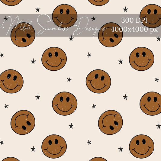 Brown Smilies Seamless Pattern