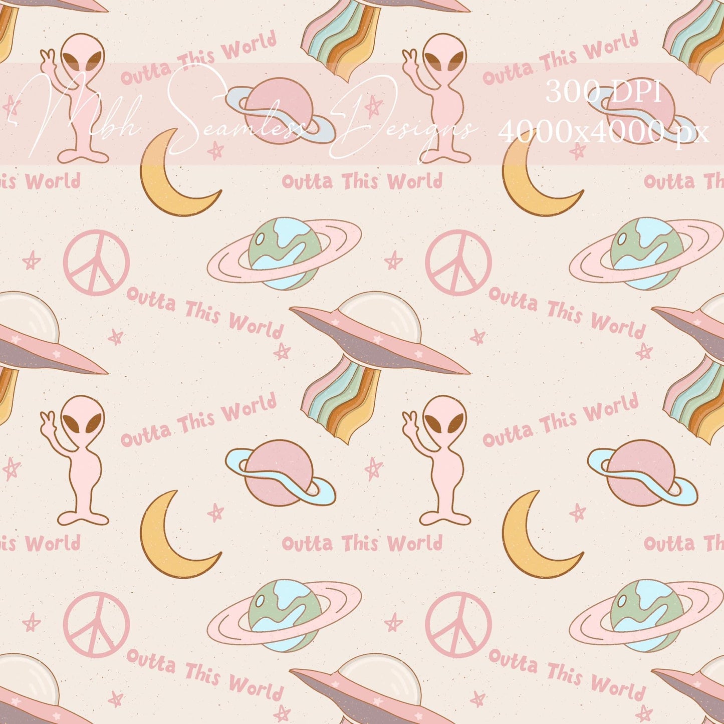 Girly Outta This World Seamless Pattern