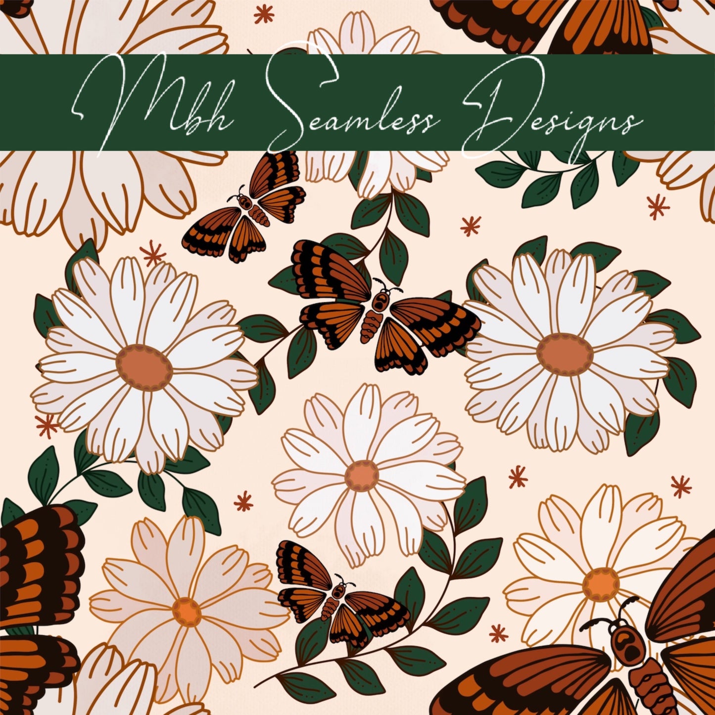 Mariposa Daisies Seamless Pattern