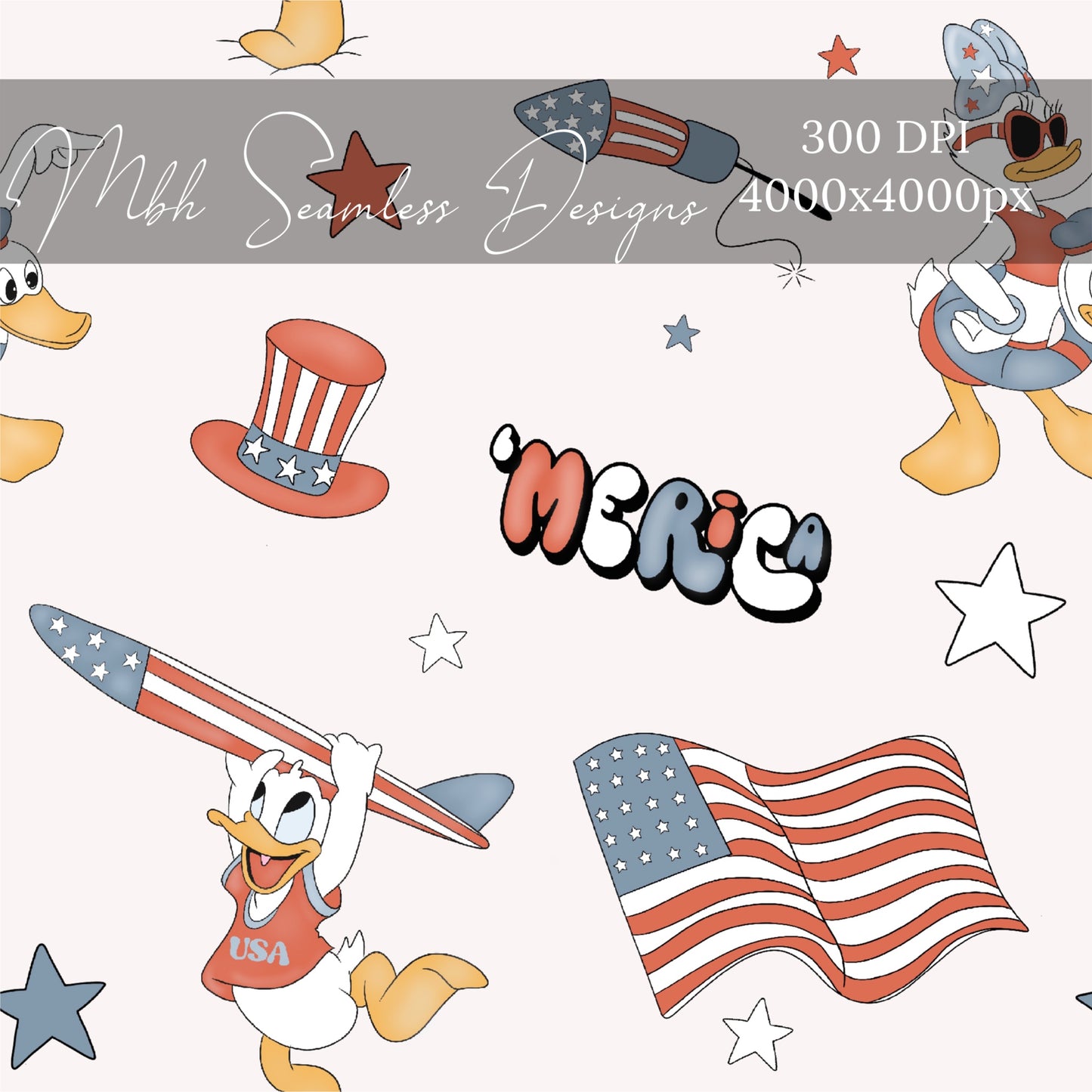 Ducks ‘Merica Cream Seamless Pattern