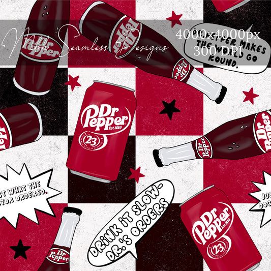 Dr.Pepper Checkered Seamless Pattern