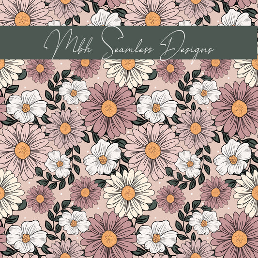 Mauve Blush Floral Seamless Pattern