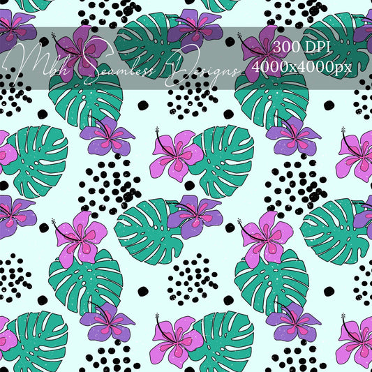 Monstera Tropical Floral Seamless Pattern