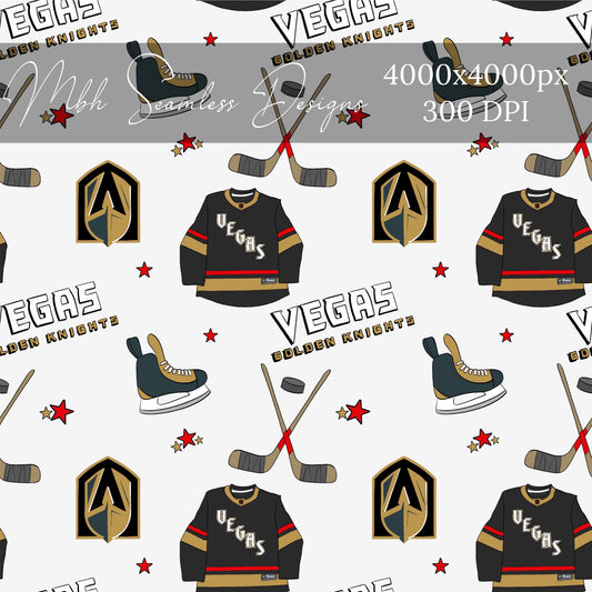 Vegas Knights Hockey Seamless Pattern