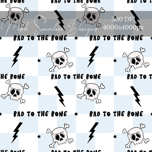 Checkered Bad to the Bone Seamless Pattern