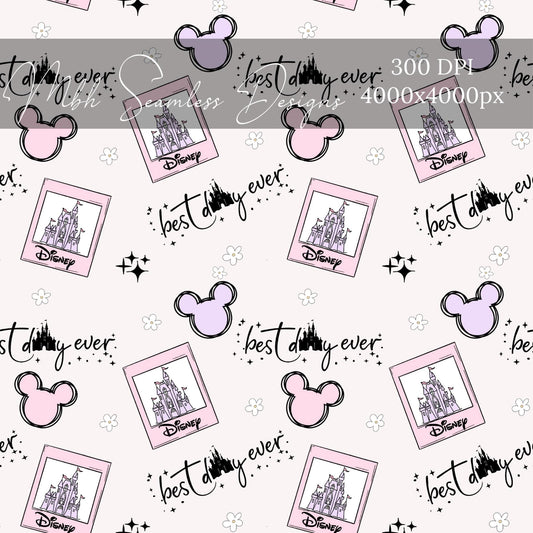 Purple Pink Best Day Ever Seamless Pattern