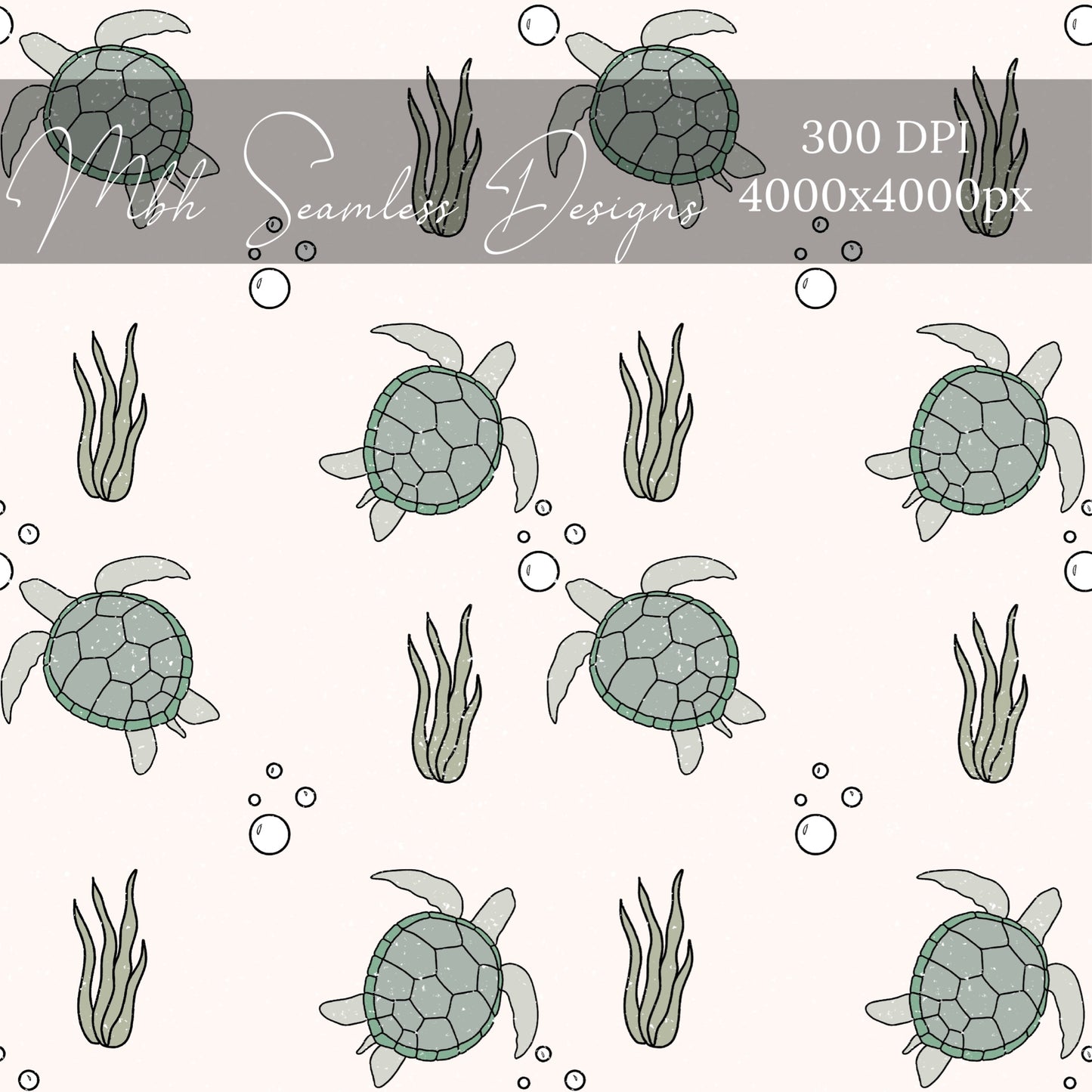 Boho Sea Turtles Seamless Pattern